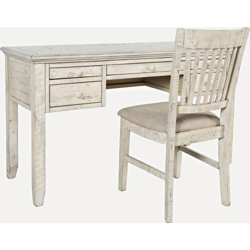 Rustic Shores Desk w/ USB Charging & Chair Set in Distressed Wood